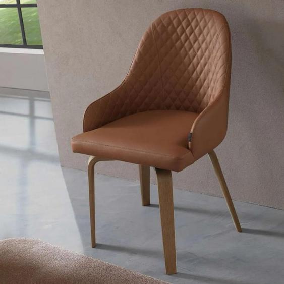 OZZIO ATENA Fauteuil en Chêne et cuir matelassé / Havana