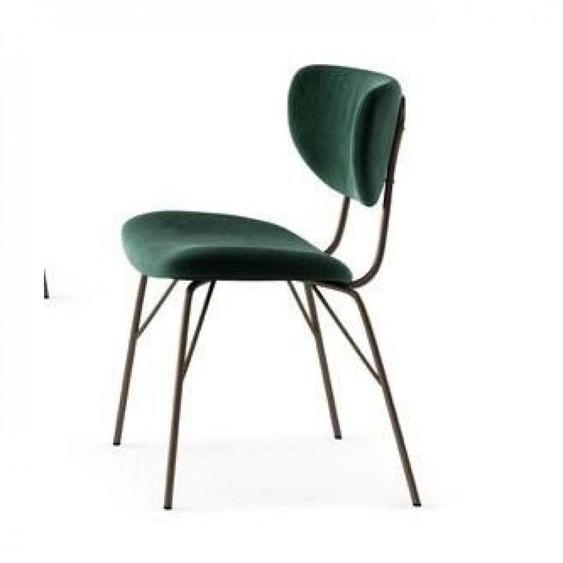 OZZIO COCOON  Lot de 2 chaises en Velours Vert avec piétement en métal