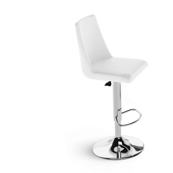 Ozzio DENEVER Lot de  2 Tabourets de bar en Eco-cuir Blanc et Acier Chromé