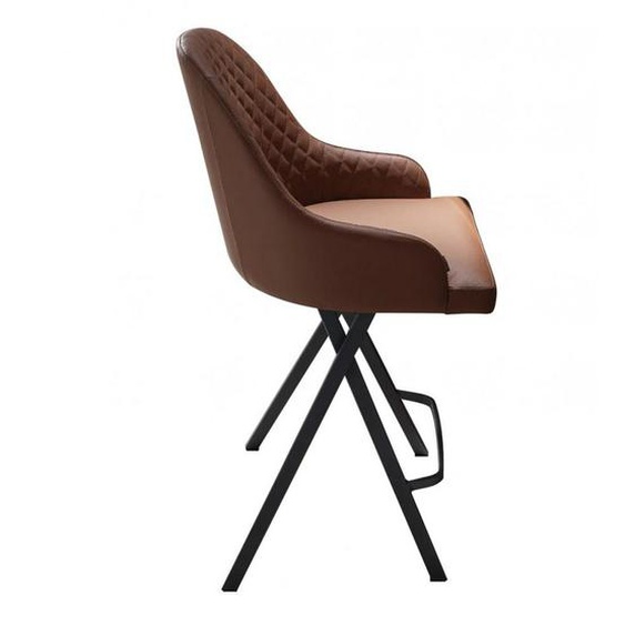 Ozzio FEBO Tabouret de bar en Cuir  Havana et Métal Graphite