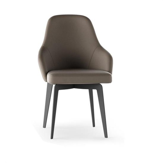 OZZIO LARA Fauteuil en Eco-cuir Mastice avec piètement en métal bronze