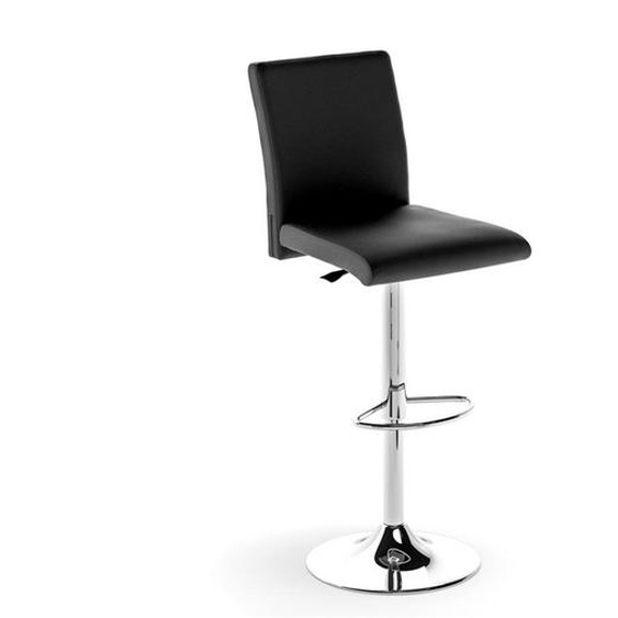 Ozzio MANILA Tabouret de bar en Eco-cuir Noir et Acier Chromé