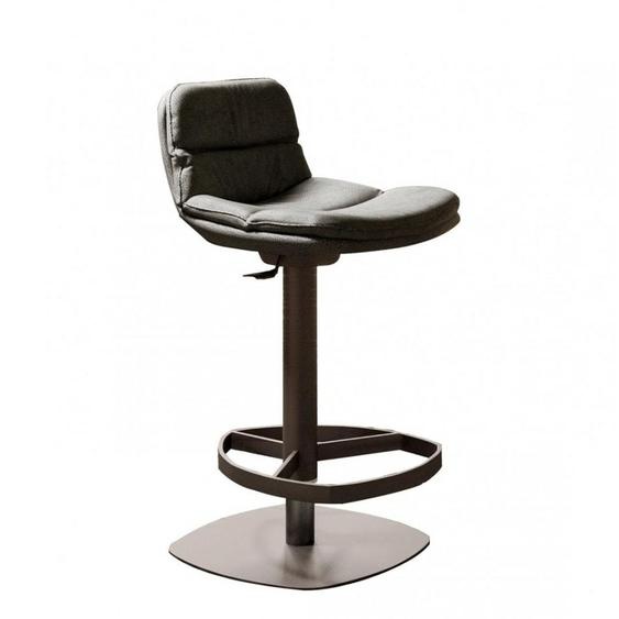 Ozzio MARLON Tabouret de bar en Cuir Mastice et Métal Graphite