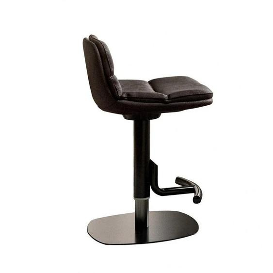 Ozzio MORFEO Tabouret de bar en Cuir Graphite et Métal