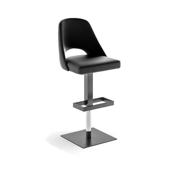 Ozzio OSLO Tabouret de bar en Cuir Noir et Métal