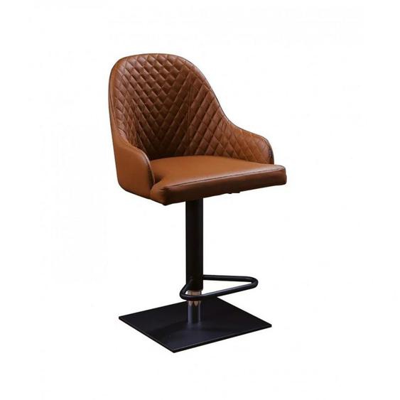 Ozzio PROMETEO Tabouret de bar en Cuir Fango et Métal Graphite