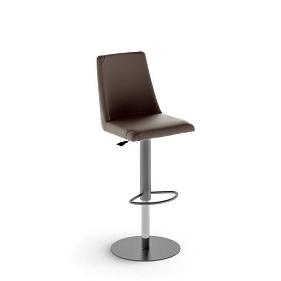 Ozzio SEATTLE Lot de 2 Tabourets de bar en Eco-cuir Moka et Métal