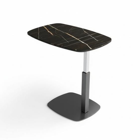 Ozzio SERVUS Table Dinette en Marbre Sahara Noir avec piètement en Métal Graphite