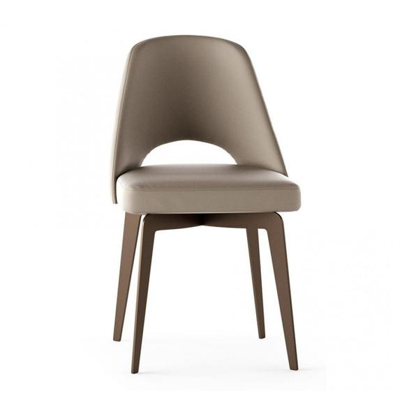 OZZIO SONY Fauteuil en Eco-cuir Crème Café avec piètement en métal bronze