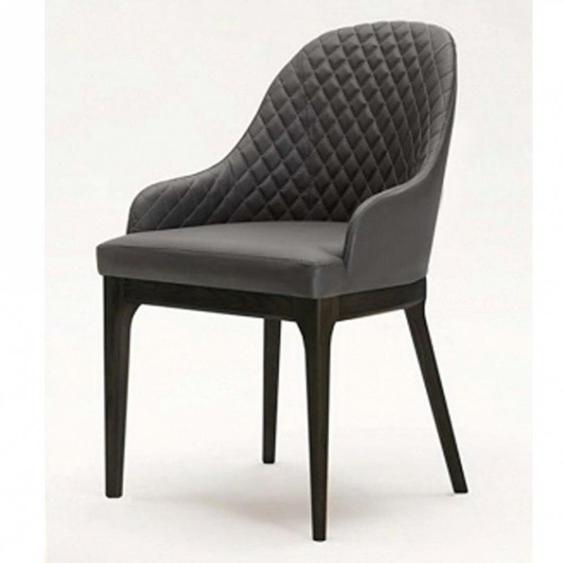 OZZIO THELMA en bois de frêne massif  noir et Eco-cuir Nabuk Gris