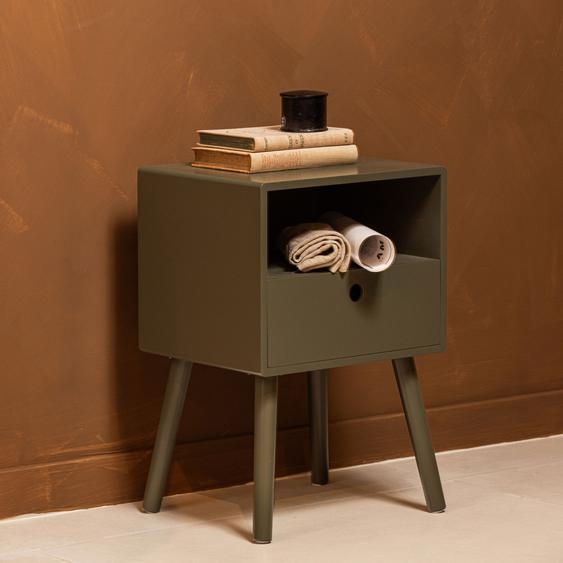 Ozzy - Table de chevet 1 tiroir, 1 niche en bois - Couleur - Vert kaki