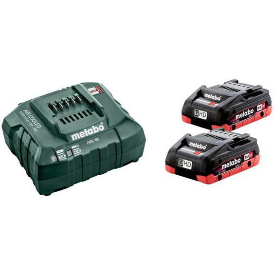 Pack 18V  de 2 batteries LiHD 4Ah avec un chargeur ASC 55 - METABO - 685174000