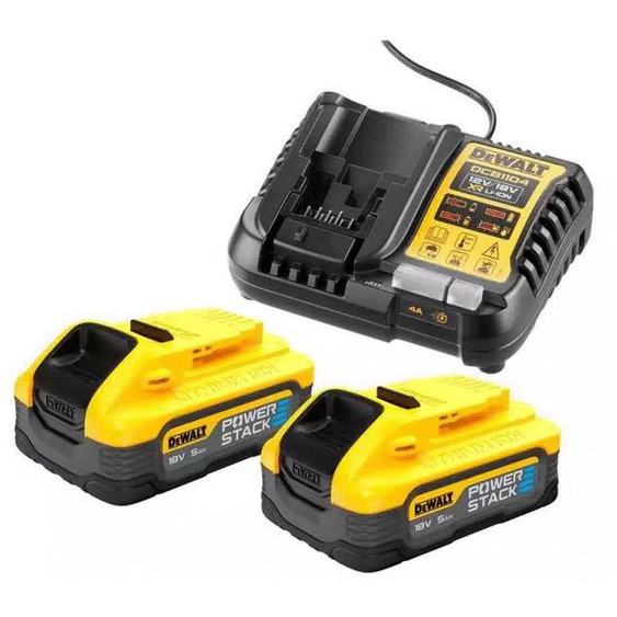 Pack 2 batteries 18V POWERSTACK XR 5Ah LI-ION + chargeur - DEWALT - DCB1104H2-QW