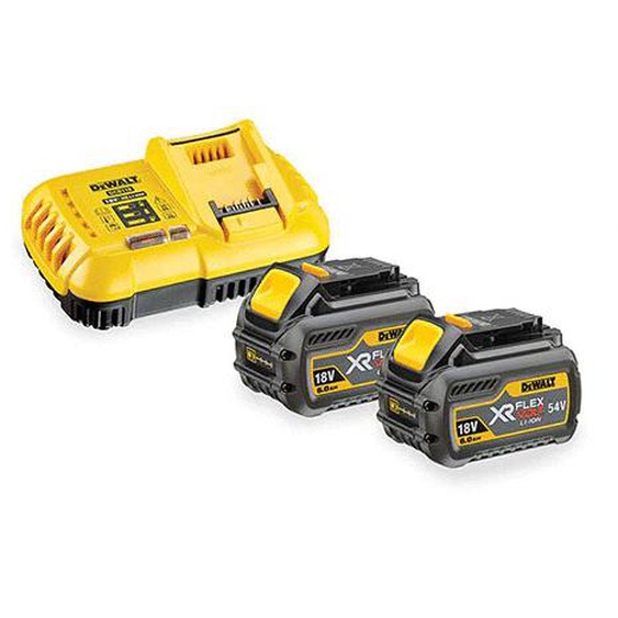 Pack 2 batteries FLEXVOLT 54V 6Ah + 1 chargeur en boite carton - DEWALT - DCB118T2