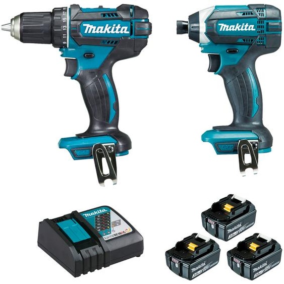 Pack 2 outils 18 V (DDF482/DTD152) + 3 batteries 3 Ah + chargeur + coffret MAKPAC MAKITA DLX2127J1