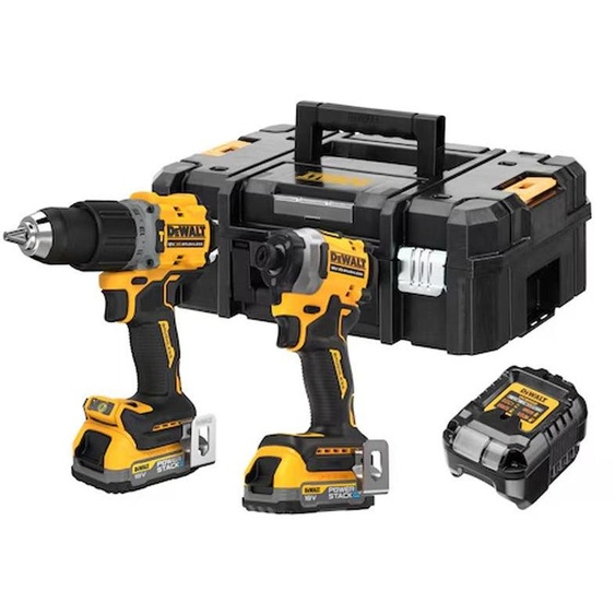 Pack 2 outils 18V DEWALT DCK2050E2T-QW : perceuse DCD805 et boulonneuse DCF850 Brushless avec coffret et 2 batteries 1,7 Ah POWERSTACK