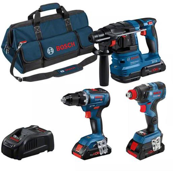 Pack 3 machine 18V (GSR55 - GBH22 - GDX200) + 3 batteries + chargeur rapide + sac - BOSCH - 0615A5003B