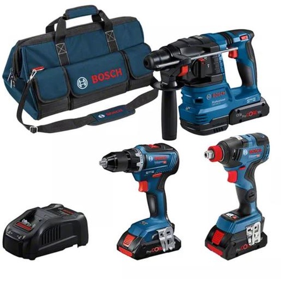Pack 3 machine 18V (GSR55 - GBH22 - GDX200) + 3 batteries + chargeur rapide + sac - BOSCH - 0615A5003B