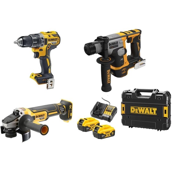 Pack 3 outils 18 V XR (DCD791/DCG405/DCH172) + 2 batteries 5 Ah + chargeur + coffret T-STAK DEWALT DCK2020P2T/DCH172NT