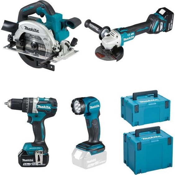 Pack 4 machines MAKITA 18 V - DLX4154TJ - en coffret avec batteries et chargeur