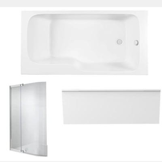 Pack baignoire bain douche 170 x 90 Malice version droite + tablier en niche + pare bain