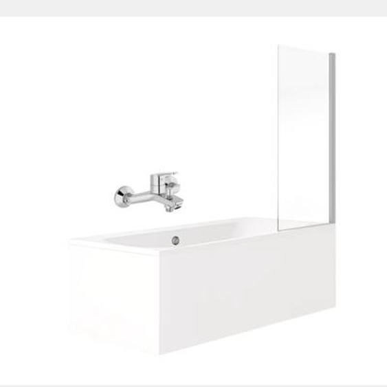 Pack baignoire droite 180 x 80 Elise + mitigeur bain douche chromé + pare bain chromé + vidage