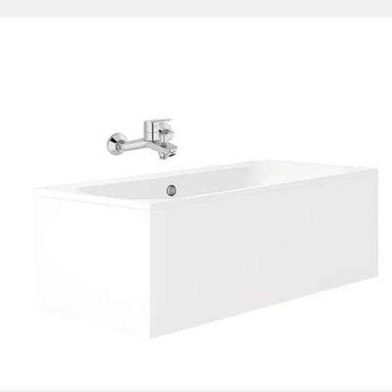 Pack baignoire droite 180 x 80 Elise + tablier en angle + mitigeur bain douche mural Aimé chromé + vidage