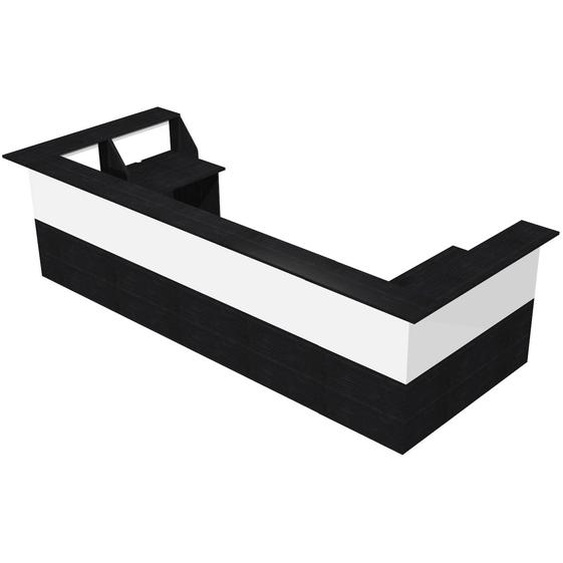 Pack Banque daccueil Ola - 2 x Angles 90° + 2 x Modules hauts L.120 cm + 2 x Modules hauts L.80 cm - Noir / Blanc
