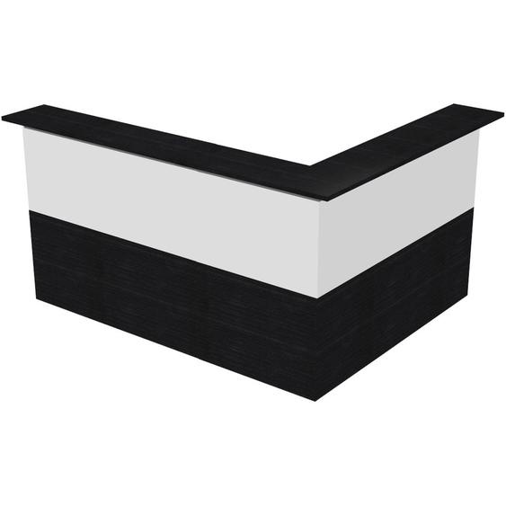 Pack Banque daccueil Ola - Angle 90° + Module haut L.120 cm + Module haut L.80 cm - Noir / Blanc.