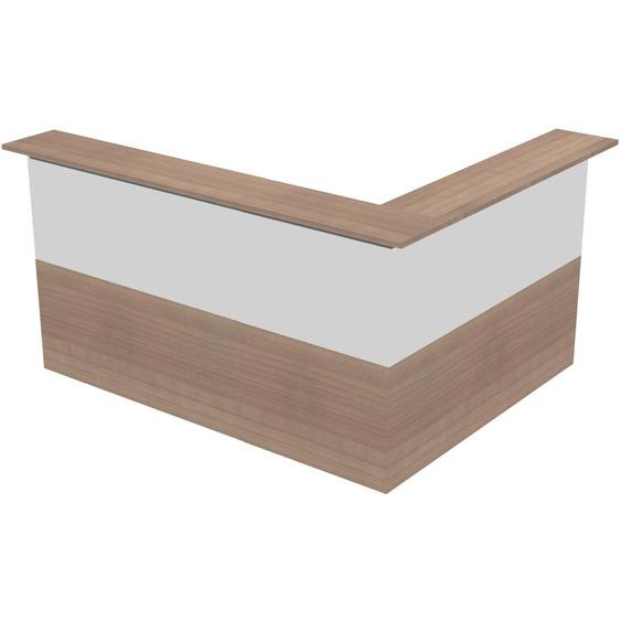 Pack Banque daccueil Ola - Angle 90° + Module haut L.120 cm + Module haut L.80 cm - Noyer / Blanc