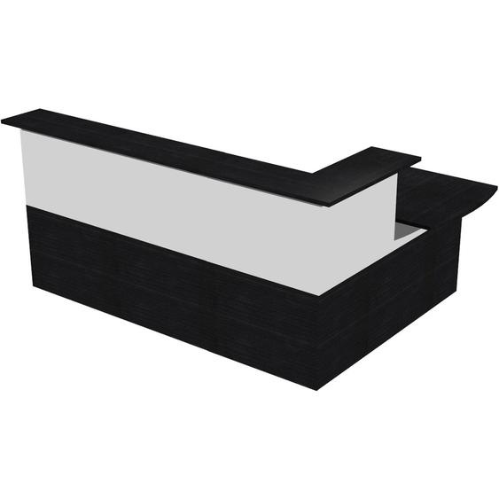 Pack Banque daccueil Ola - Angle 90° + Module haut L.140 cm + Module haut L.80 cm + Module bas L.80 cm - Noir / Blanc