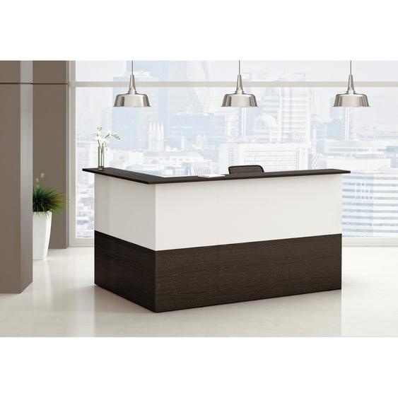 Pack Banque daccueil Ola - Angle 90° + Module haut L.140 cm + Module haut L.80 cm - Noir / Blanc