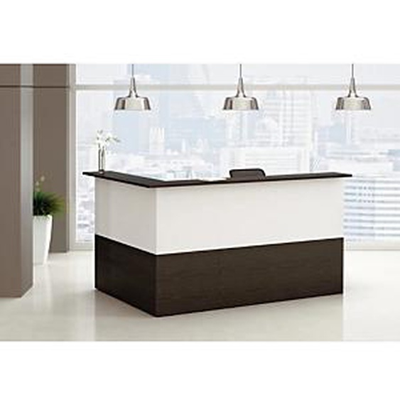 Pack Banque daccueil Ola - Angle 90° + Module haut L.140 cm + Module haut L.80 cm - Noir / Blanc