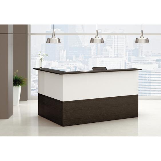 Pack Banque daccueil Ola - Angle 90° + Module haut L.140 cm + Module haut L.80 cm - Noir / Blanc