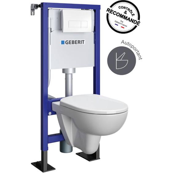 Pack bâti-support - Autoportant - Duofix pour wc suspendu Essentiel Rimfree 112 cm - Réservoir encastré (3/6 l) - Plaque de déclenchement blanche
