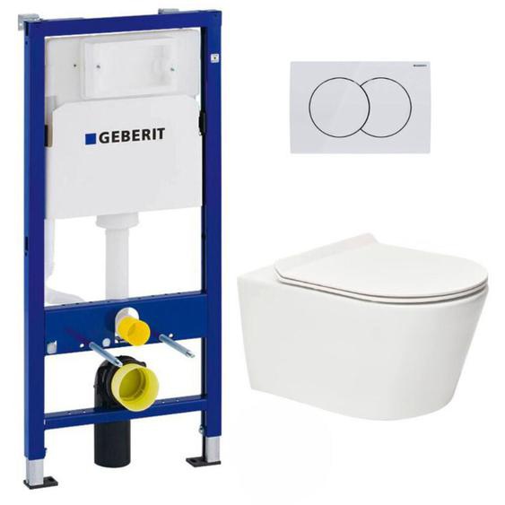 Geberit - Pack Bati-support 112cm + wc sans bride Swiss Aqua Technologies Brevis + Abattant ultra-fin (BREVISGEB1)