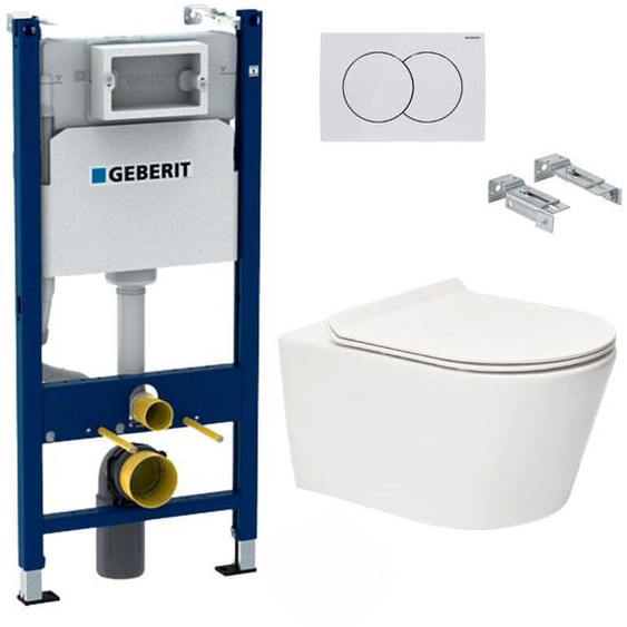 Geberit - Pack bati-support 112cm + wc sans bride Swiss Aqua Technologies Brevis + abattant ultra-fin (BREVISGEB3)