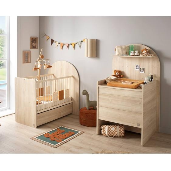 Pack Chambre Bébé Évolutif – Lit 120x60 Transformable En 90x190 + Commode À Langer Évolutive En Bureau - Arche Marron