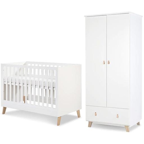 Pack chambre bébé NOAH lit 120x60 + armoire deux portes blanc - MDF