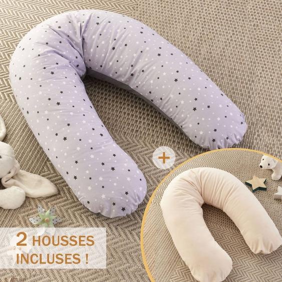 Pack Coussin De Maternité Xxl - 2 Housses : Étoile & Écru - Grossesse, Maternité Et Allaitement Beige