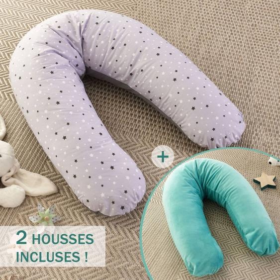 Pack Coussin De Maternité Xxl - 2 Housses : Étoile & Menthe - Grossesse, Maternité Et Allaitement Bleu