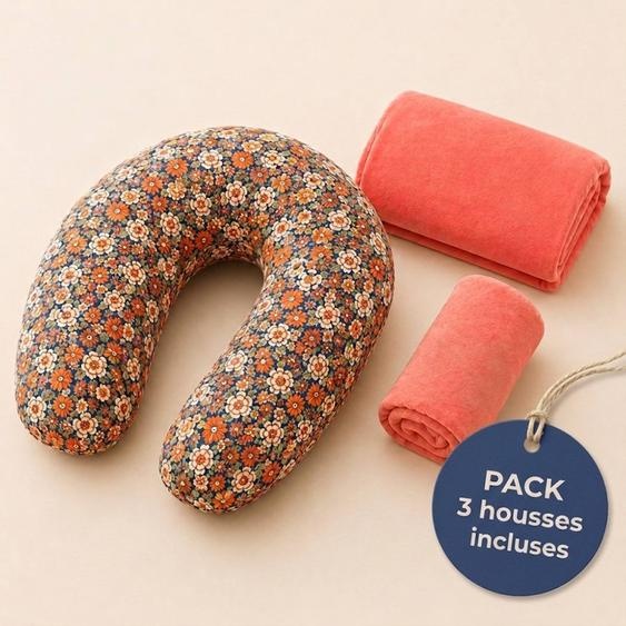 Pack Coussin De Maternité Xxl - Housses (corail & Velours) + Charlotte - Grossesse Et Allaitement Rose