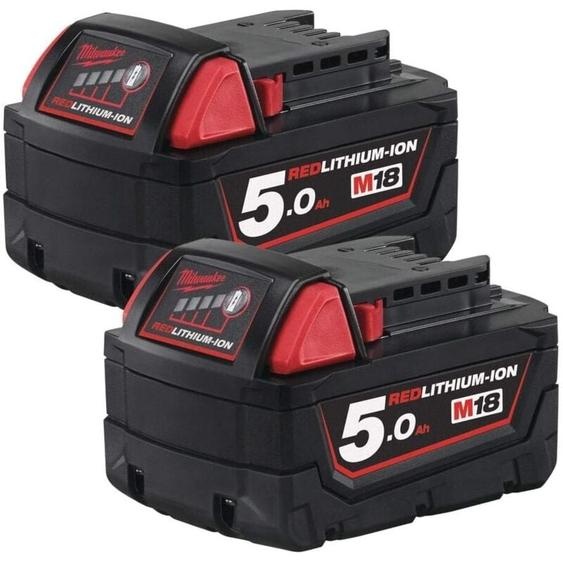 Pack de 2 batteries 18V 5Ah Li-Ion Milwaukee M18 B5