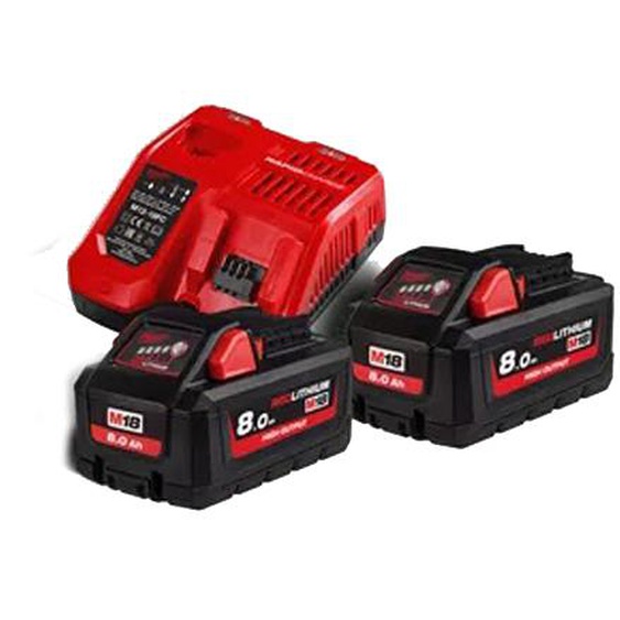 Pack de 2 batteries 18V M18 HNRG HIGH OUTPUT™ 8 Ah+ chargeur M12-18 FC - MILWAUKEE TOOL - 4933471073