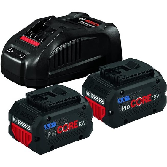 Pack de 2 batteries 18V Procore 5,5Ah + chargeur rapide - BOSCH - 1600A0214C