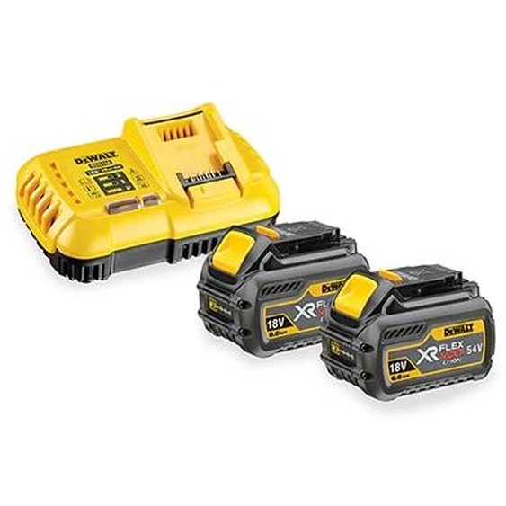 Pack de 2 batteries XR Flexvolt 18V/54V 9Ah/3Ah + chargeur rapide en boite carton DEWALT DCB118X2-QW