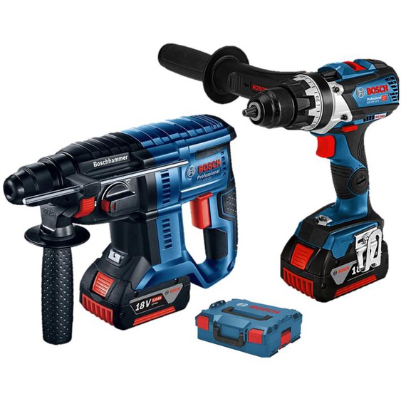 Pack de 2 outils 18V GSR 18V-110 / GBH 18V-21 + 2 batteries 5 Ah + chargeur + coffret L-BOXX - BOSCH