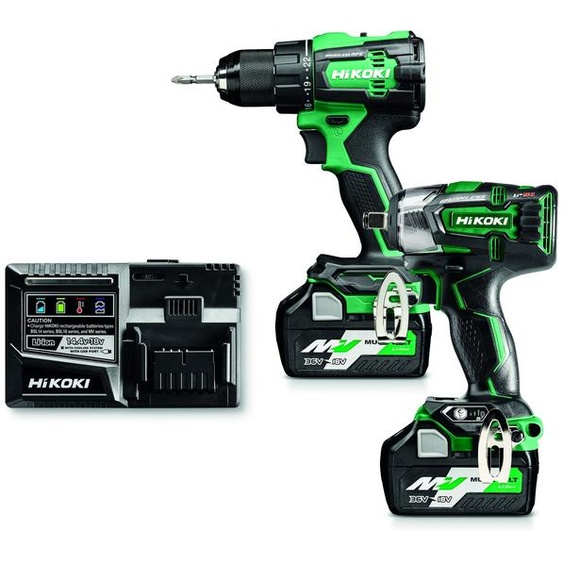 Pack de 2 outils (DS18DE + WR18DBDL2) 18 V + 2 batteries 5 Ah + chargeur + coffret HITCASE HIKOKI KC18DEWDZ