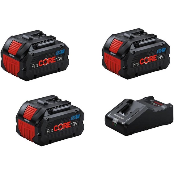 Pack de 3 batteries ProCORE 18V 8Ah + chargeur GAL18V-160 - BOSCH - 0615A5004Y