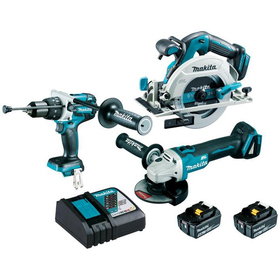 Pack de 3 machines 18V (DHP481 + DGA506 + DHS680Z) + 2 batteries 5Ah + chargeur en coffret MAKPAC - MAKITA - DLX3095PTJ